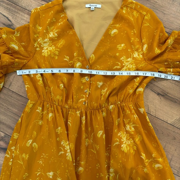 Madewell Ruffle Sleeve Button Front Dress Tonal Brown Size 6 - Picture 11 of 13